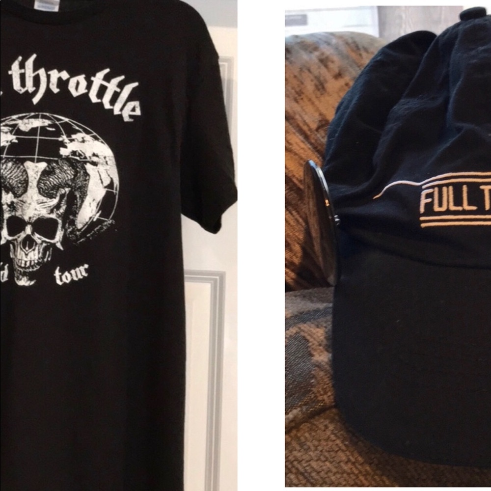 Full Throttle T-shirt fits like a SMALL & hat